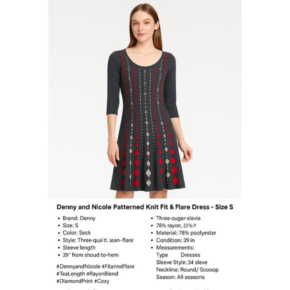 Danny & Nicole Geometric Sweater Dress – Size S - Picture 2 of 8